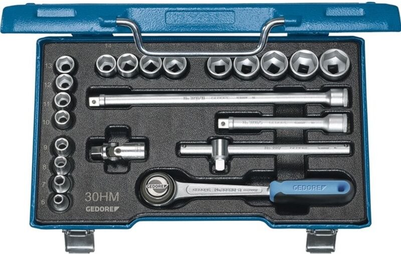 Steckschlüssel-Satz 3/8 22-tlg. 6-kant 6-22 mm, Nr. 30 HMU-3 - Gedore