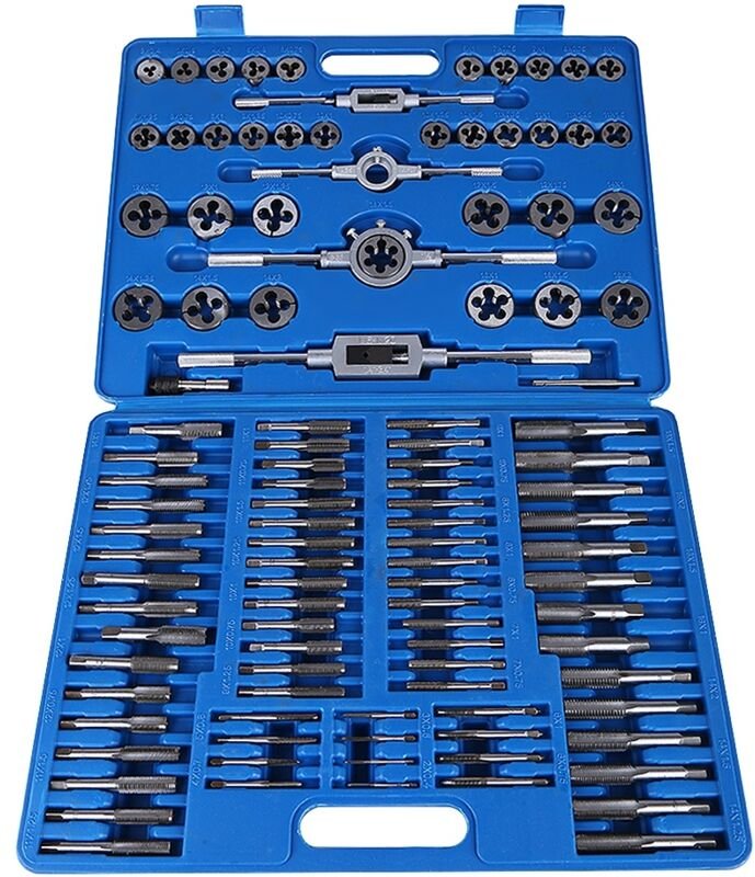 Eosnow 110 Stück/Set M2-M18 Gewindebohrer mit Schraubenmutter und Schraubenschlüsselgriff, robustes Handwerkzeug-Set