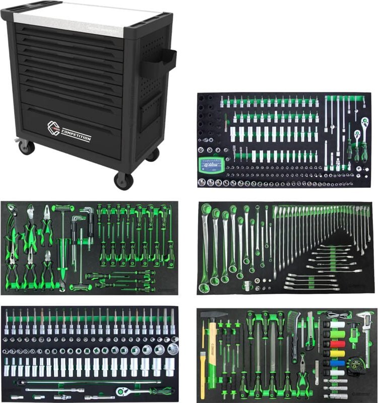 COMPETITION Werkstattwagen mit 8 Schubladen und 434 Premium-Werkzeugen