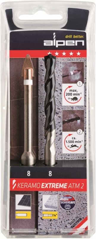 Keramo extreme ATM2 300062100 Glas- und Fliesenbohrer-Set 2teilig 6 mm 1/4' (6.3 mm), Zylinde - Alpen