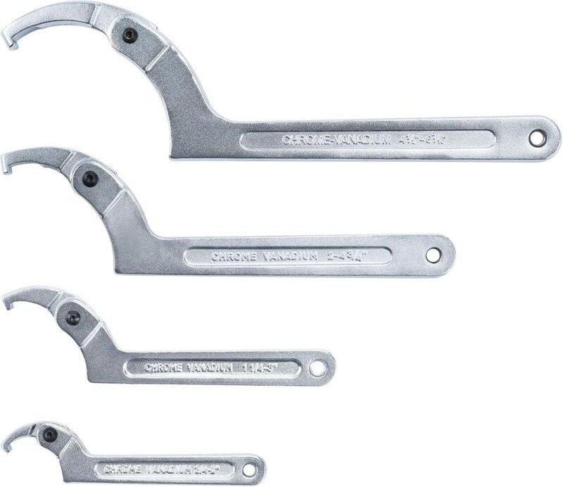 4-teiliger Gelenk-Stiftschlüssel für seitlich geschlitzte Muttern CR-V 19-170 mm, verstellbarer Hakenschlüssel