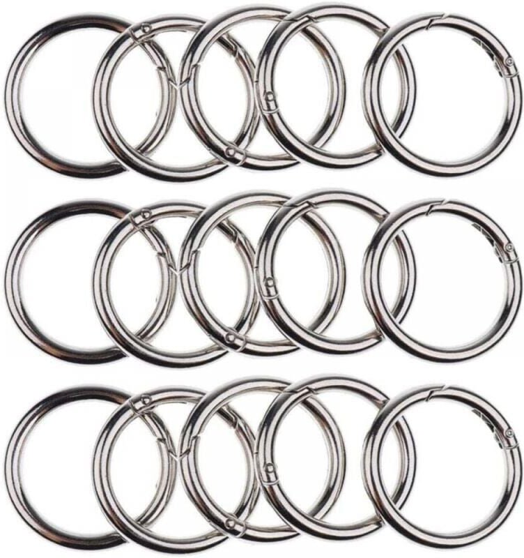 Taschenkarabinerhaken, 30 Stück runde Karabinerhaken, Mini-Federring-Rundkarabinerhaken 20 mm Schlüsselanhänger-Hakencli...