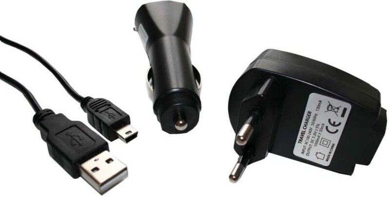 vhbw Ladezubehör Set kompatibel mit Garmin Nüvi 5000, 500, 379LMT, 5 Navi - KFZ-Ladeadapter, Netz-Adapter, 2-in-1 USB-Da...