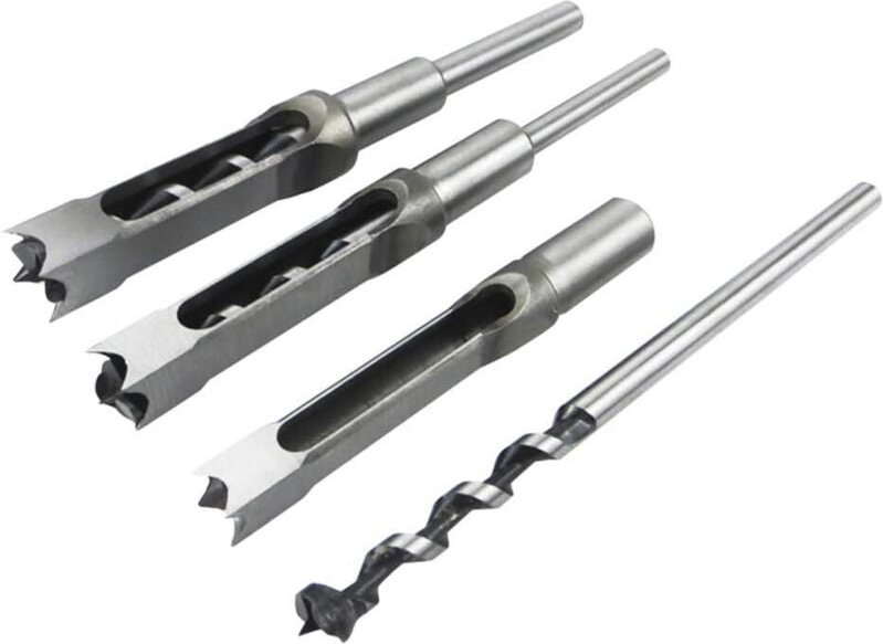 Set mit 4 Vierkantbohrern für die Holzbearbeitung, Stahl-Stechbeitel, Lochsäge, Elektrowerkzeuge für Schreiner, Durchmes...