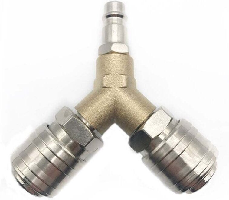 Druckluftverteiler, Y-förmiger Druckluftverteiler, Druckluftschalter, mit zwei 1/4-Zoll-Gewindeanschlüssen, rostfreies M...