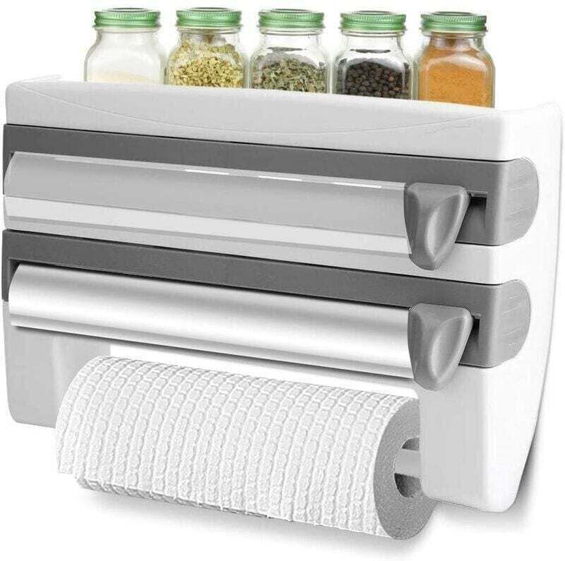 Abroller für Aluminiumfolie und Frischhaltefolie, Papierrollenhalter mit scharfen Klingen und Aufbewahrungsständer, für ...