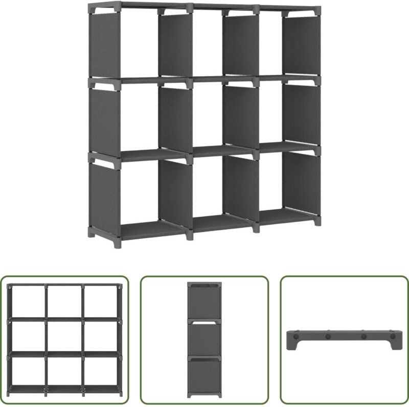 vidaXL 9 Fächer - Würfelregal mit 9 Fächern Grau 103x30x107,5 cm Stoff