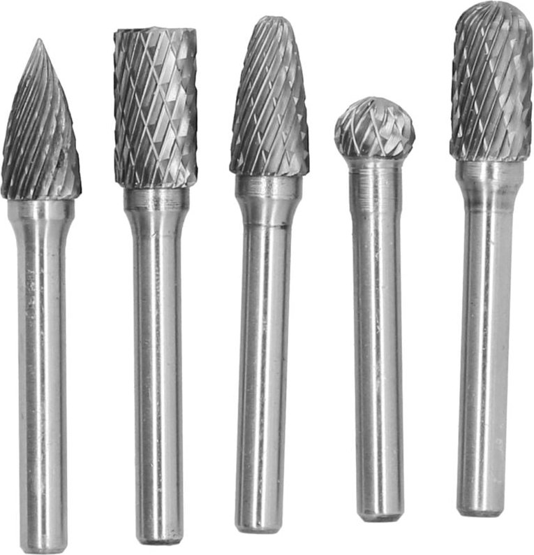 5-teiliges Set Rotationsschleifer aus Wolframstahl mit 6-mm-Schaftkopf.