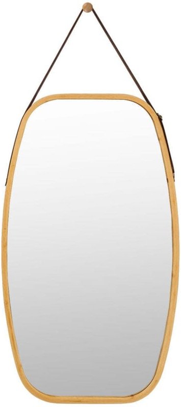 Schmuckspiegel mit bambus rahmen und verstellbarem lederband 77 x 44 x 15 cm