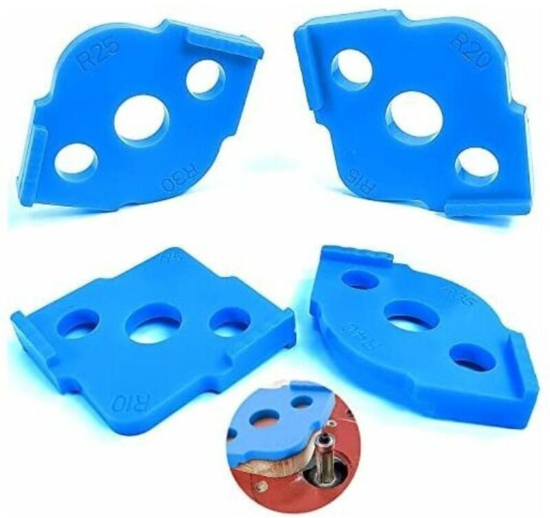 Set mit 4 Tisch-Frässchablonen, R5 - R40 Frässchablone, Zubehör für Eckradiusfräsen, Halbkreis-Fräsführungsschablone (Bl...