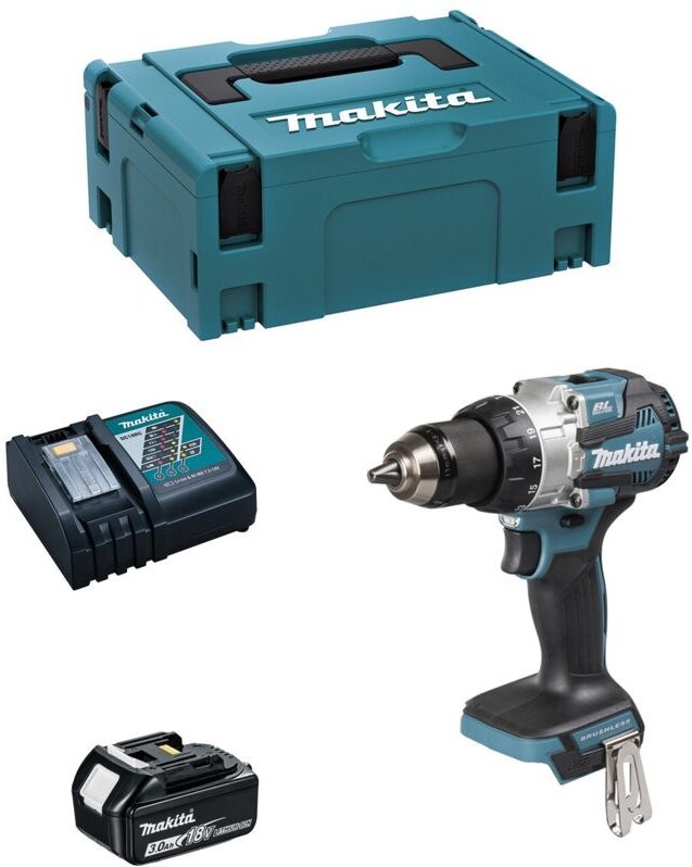 Schlagbohrschrauber MAKITA DHP489RFJ1 (1 x 3,0 Ah + DC18RC + MAKPAC 2)