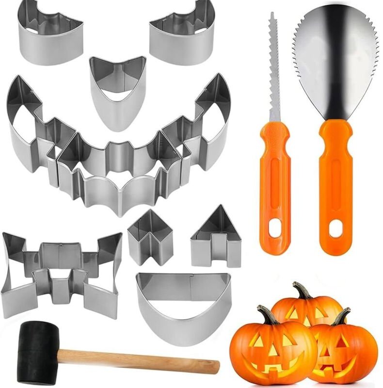 Halloween-Kürbisschnitzset, professionelles Halloween-Kürbisschnitzset, Schnitzwerkzeuge aus Edelstahl für Halloween-Dek...