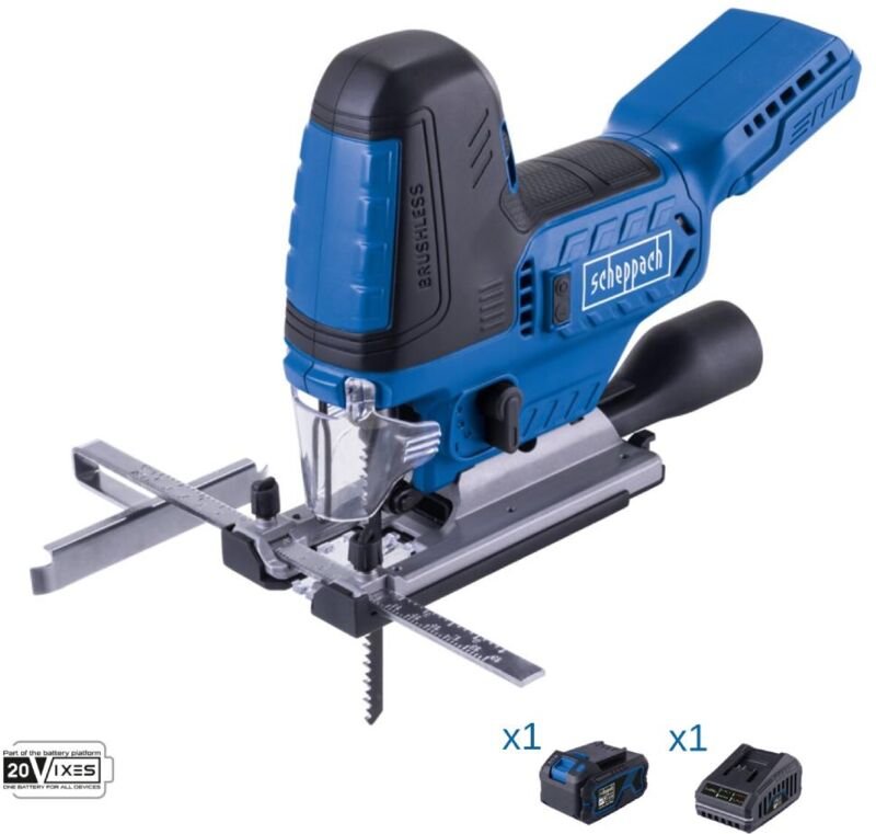 Scheppach - Burstenlose Stichsage 20V Akku 4.0Ah und Ladegerat ixes bc-js254-x