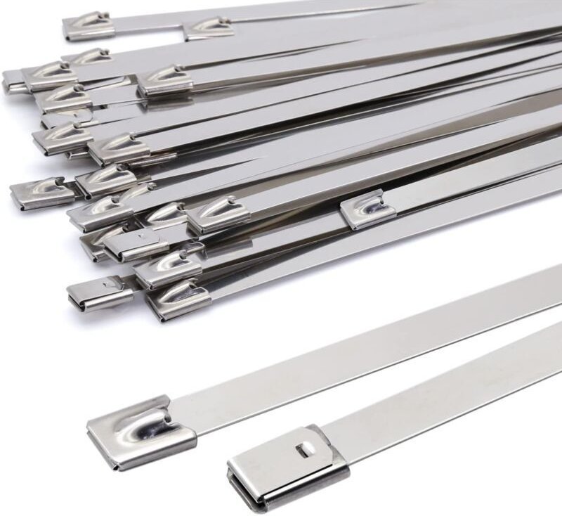 100 Stück 500 7,9 mm Metall-Kabelbinder, silberne Edelstahl-Kabelbinder, Hochleistungs-Kabelbinder - Kabelbinder aus Met...