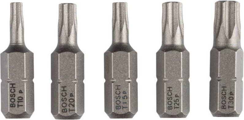 Schrauberbit-Set Extra-Hart (Torx), 5tlg. T10, T15, T20, T25, T30, 25 mm -2607001768 - Bosch