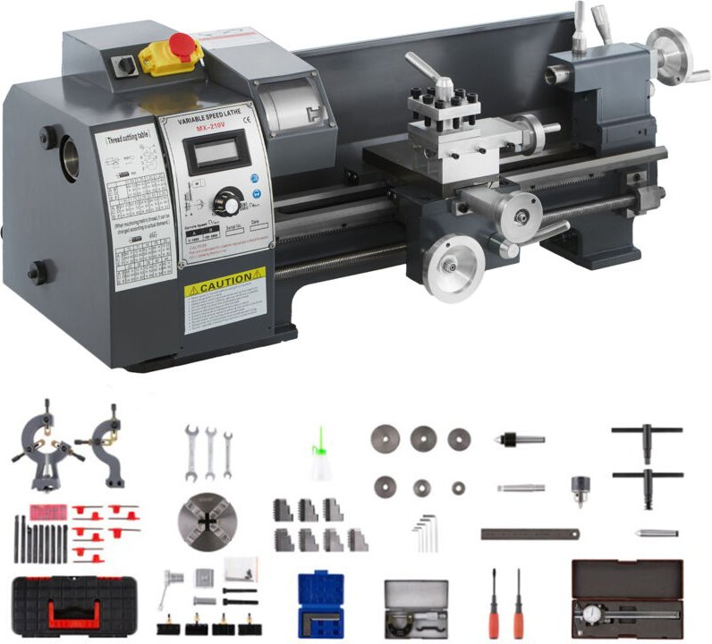 VEVOR 1100 Watt Mini Metall Drehmaschine 8X16 Zoll für Metall Bank Drehmaschine Präzision Paralleldrehmaschine