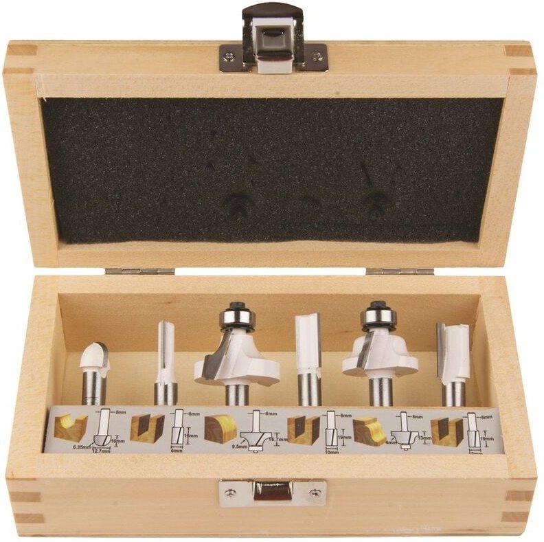 Set mit 6 Fräsern 8 mm Schaft - Makita D-53540