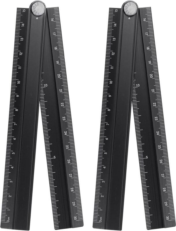 Lot de 2 règles droites pliantes de 30 cm en alliage d'aluminium - Rapporteur d'angle pliable - Outil de mesure géométri...
