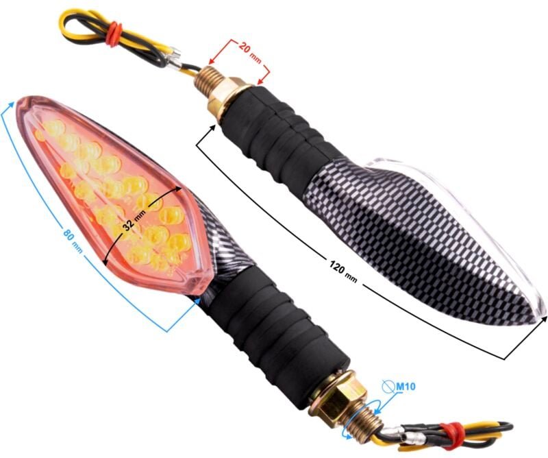 Universalblinker MRT-090, LED (18 Dioden), Farbe Karbon (E-Prüfzeichen)