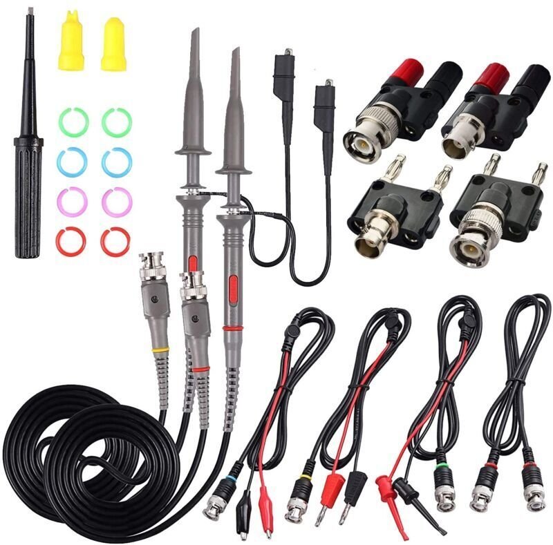 Universeller Oszilloskop-Tastkopf mit Zubehörset, 100-MHz-Oszilloskop-Klemmtastköpfe mit 4 BNC-Steckern
