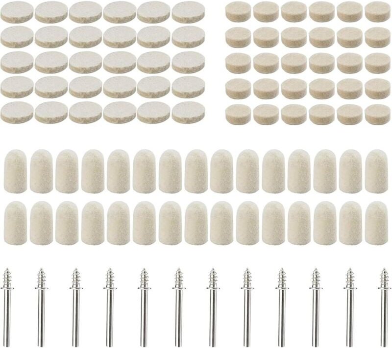 102 Wollfilz-Polierpads, Schleifpolierscheibe für Zubehör – Rotationswerkzeuge – verschiedene Größen, 10/13/25 mm Durchm...