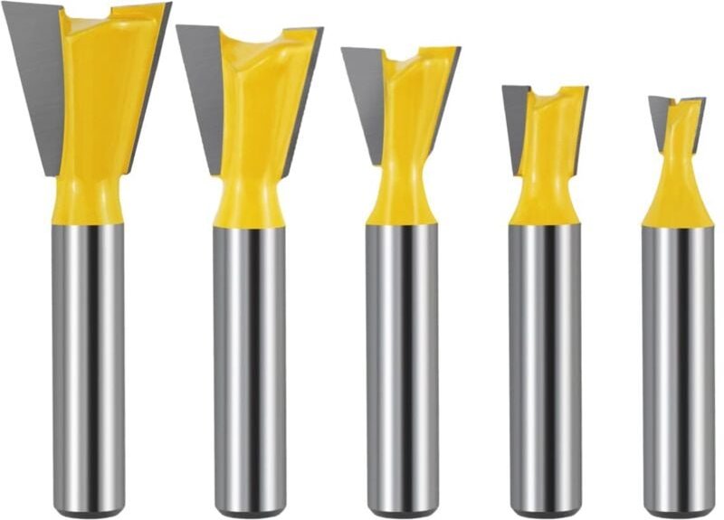 5 Stück 8 mm Holz-Schwalbenschwanzfräser, Fräser-Schlitzfräser 1/4 Zoll, 1/2 Zoll, 3/8 Zoll, 5/8 Zoll, 3/4 Zoll, Wolfram...