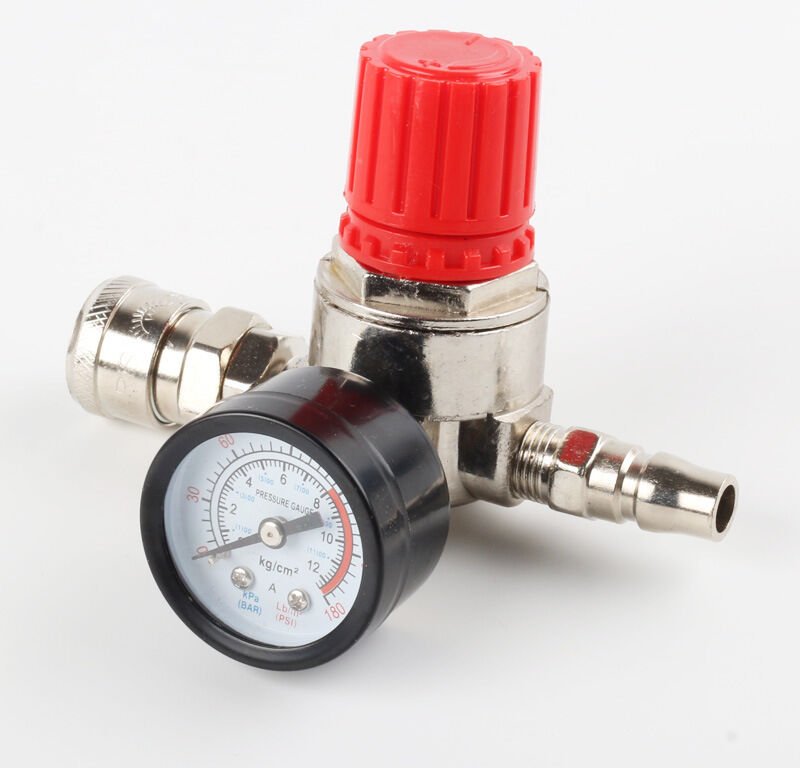 1/4"-Druckluftdruckminderer, europäischer Standard-4-Loch-Druckminderer mit Manometer für Kompressoren