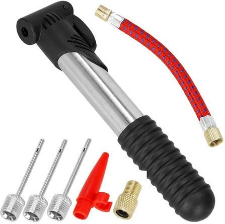 Fahrradpumpe mit 5-in-1-Nadel und Zubehör