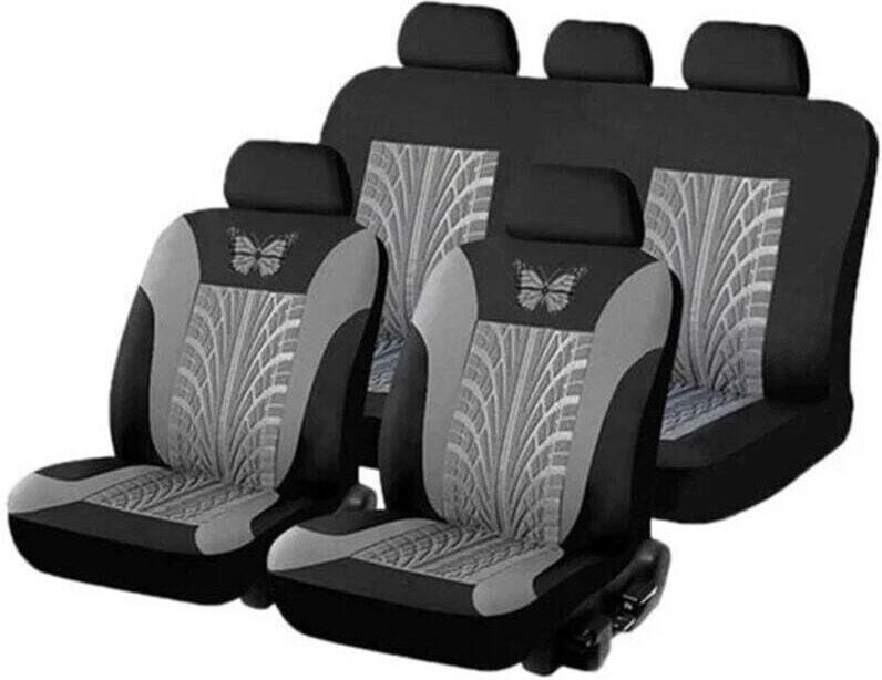 Autositzbezug, Universal-Autositzbezug-Set, Sitzbezüge für Vorder- und Rücksitze, Grau