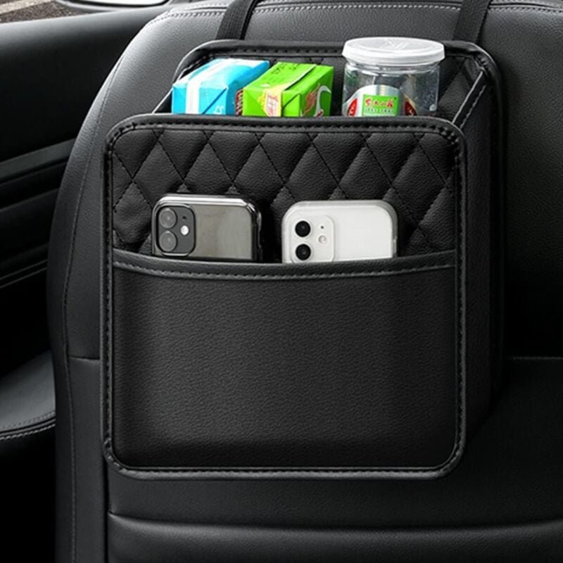 Aufbewahrungstasche für die Rücksitzbank, Aufbewahrungstasche aus PU-Leder, passend für die meisten Fahrzeuginnenausstat...