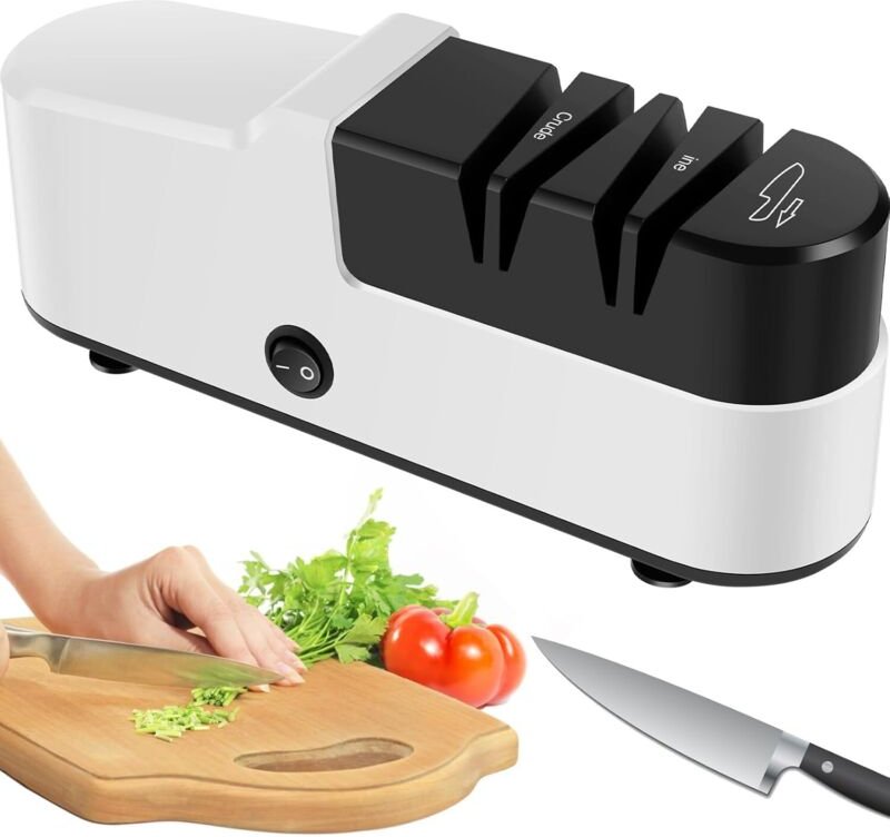 USB-aufladbarer elektrischer Messerschärfer – 2 Schärfmodi für stumpfe Klingen und Obstmesser, für rasiermesserscharfe E...