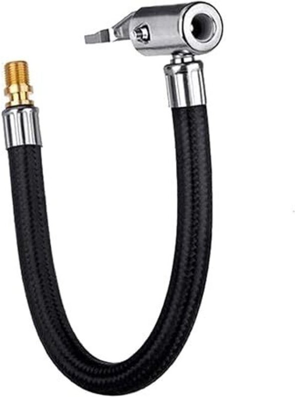 Reifenfüllschlauch – Verlängerungsschlauch mit Adapter für Reifenpumpe, 20 cm, verdrehter Reifenanschluss, Verriegelungs...