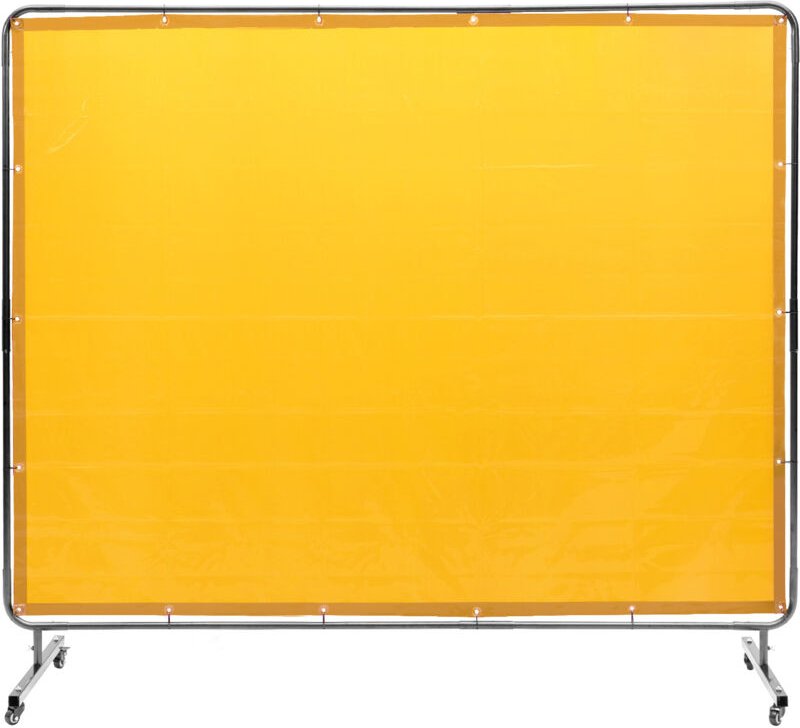 Mophorn - 6' x 8' Schweißerschutzwand mit Rahmen, flammhemmender Vinyl-Schutzvorhang auf 4 Schwenkrollen (2 feststellbar...