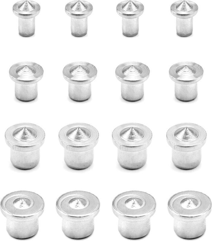 ZVD-16PCS Holzdübelzentren, Bohrführungswerkzeug aus Edelstahl, 6/8/10/12 mm