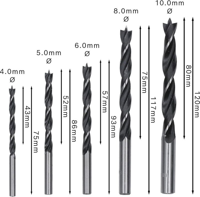 Bohrerset (für Weichholz, Hartholz, Ø 4-10 mm, professionelles Zubehör für Bohrschrauber)
