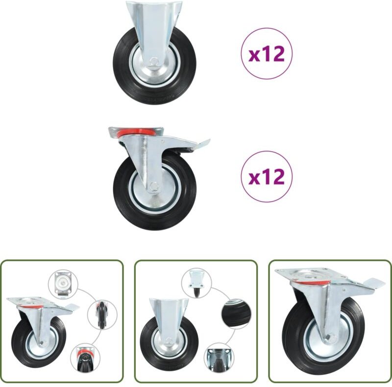 vidaXL Bockrollen - 24 Stk. Rollen 200 mm