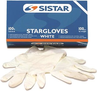 SISTAR 551.2960.M STARGLOVES WHITE Latex-Handschuhe, Größe M