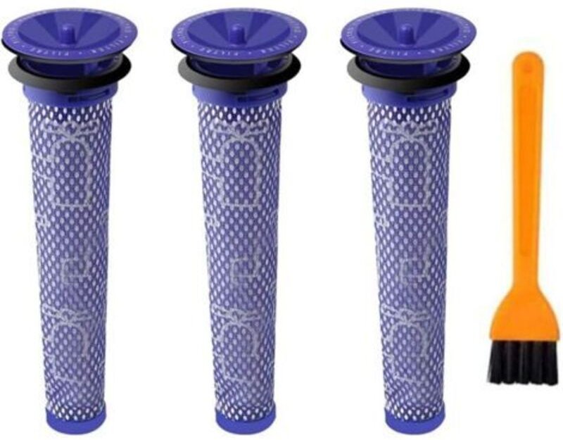 3 Stück waschbares Vormotor-Stickfilter-Zubehör für Dyson V6 V7 V8 DC58 DC59 DC61 DC62 Staubsaugerzubehör mit Reinigungs...