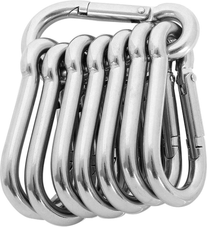 Set mit 8 M8-Karabinern aus Edelstahl 304 – Tragkraft 181 kg, für Hängematten, Schaukeln und vieles mehr – 80 mm x Ø 8 m...