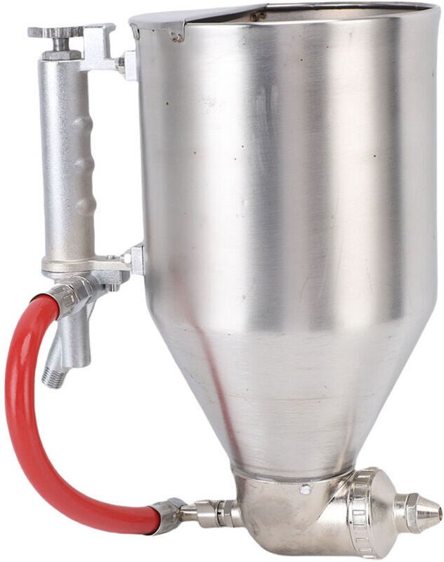Zementmörtelspritzgerät, Tischpistole mit Edelstahlbehälter und 6 Düsen, 3,5 l Fassungsvermögen, 1/4-Zoll-Einlass, für W...