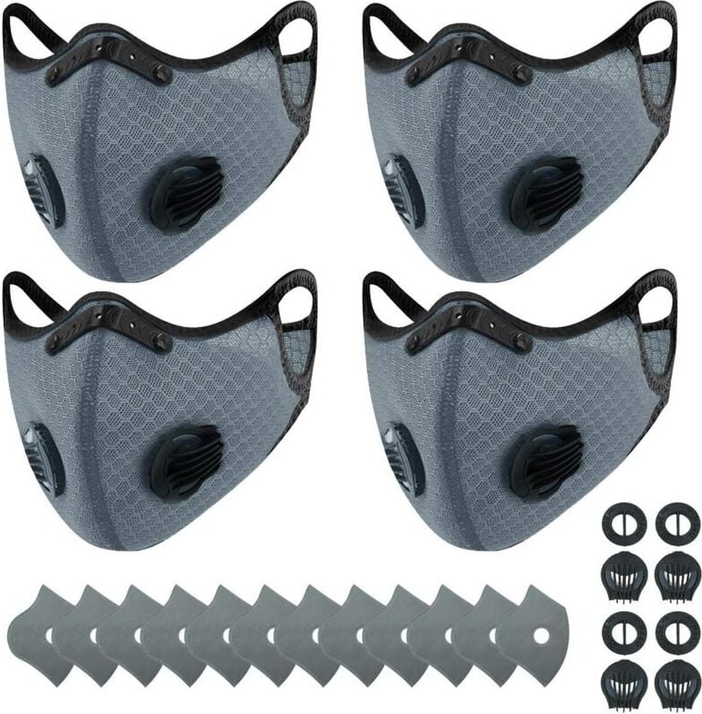 mascarillas deportivas antipolvo + 12 filtros de carbón activado, reutilizables, transpirables, para actividades al aire...