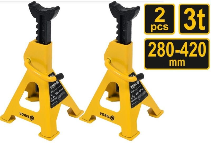 Vorel 80308, hydraulischer Wagenheber und Ständer, Gewicht 2,3 kg, 2 Stück pro Packung, ideal für die Wartung und Repara...