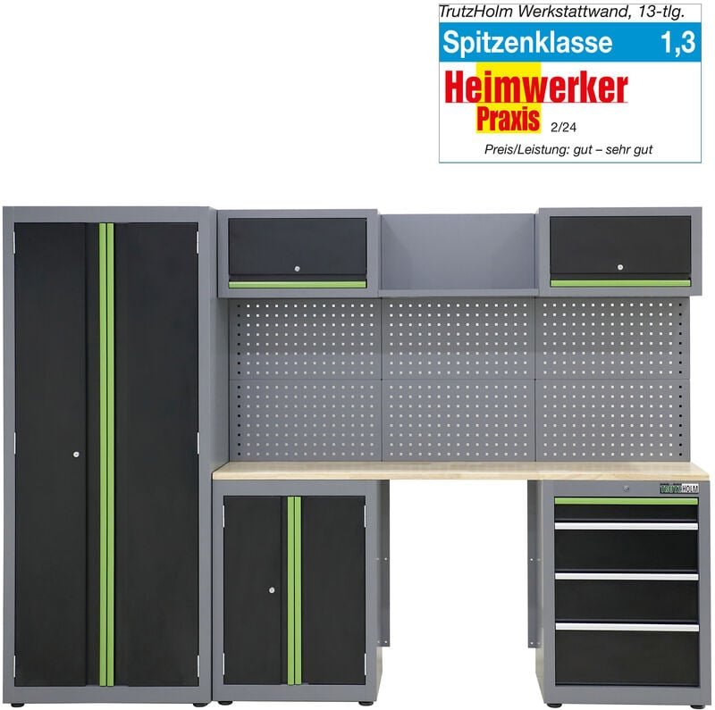 Werkstattwand 13-tlg. Modulares Werkstattschranksystem aus Stahl mit Lochwand Werkstatteinrichtung