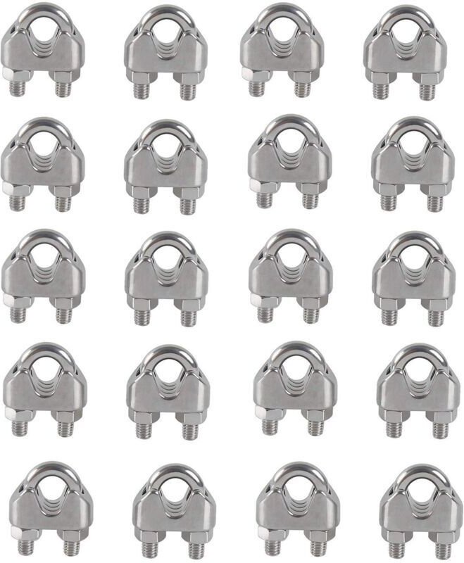 M3-Kabelklemmen, U-förmig, mit Bolzen, Kabelclip, Edelstahl 304, Sattel-Kabelklemmen, Drahtseilklemmen für Wäscheleinen ...