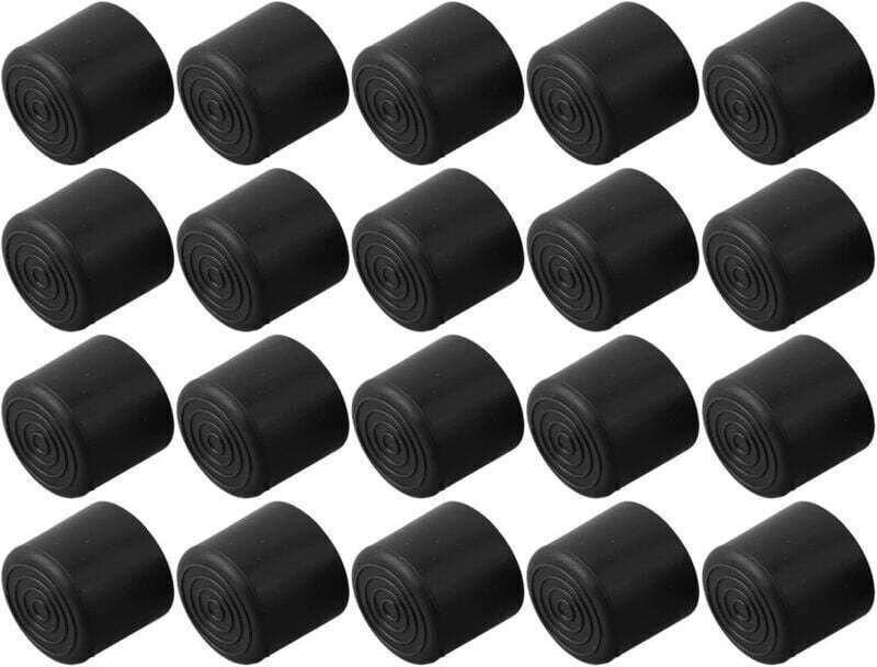 Packung mit 20 Gummifüßen für Tischbeine, verhindert Kratzer, schwarzes PVC-Material (22 mm)