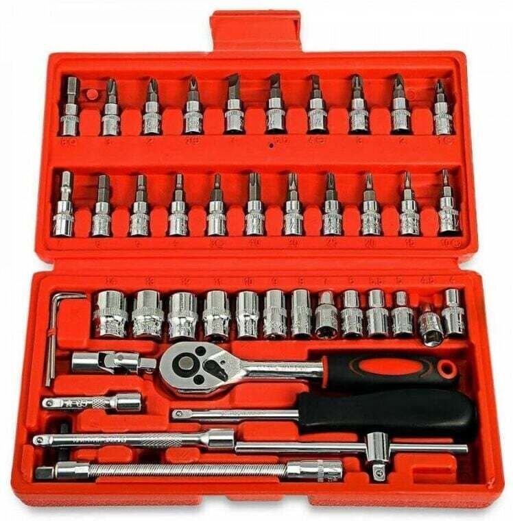 46-in-1 Werkzeugset, Schraubendreher- und Steckschlüsselsatz, multifunktionaler Werkzeugkoffer, unverzichtbares Heimwerk...