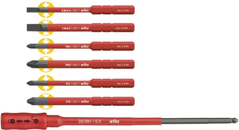 Bit Set slimBit electric mit slimBit Halter i 7-tlg i VDE-zugelassen i ideal für Elektriker i gemischtes Set (36079) - W...