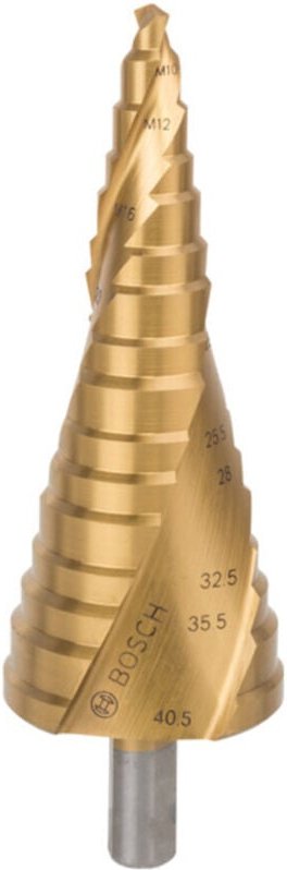 Stufenbohrer HSS-TiN, für Kabelverschraubungen, M10 - M40, 10 mm, 125,5 mm, 12 Stufen - Bosch