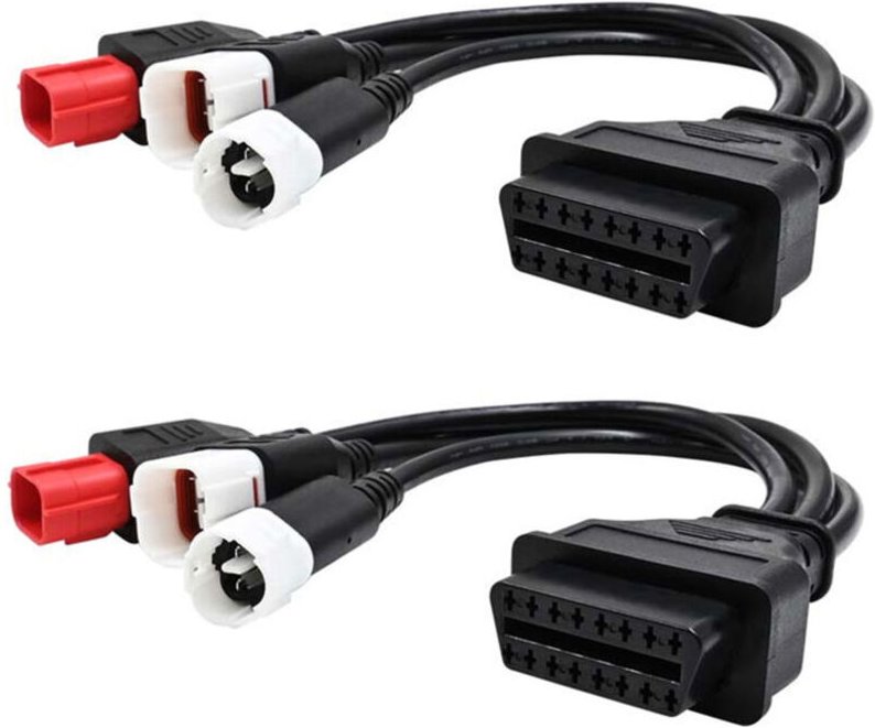 Set mit 2 Adapterkabeln für Motorrad-Scanner (Plug & Play): 3-poliger und 4-poliger Anschluss für Yamaha, 6-poliger Ansc...
