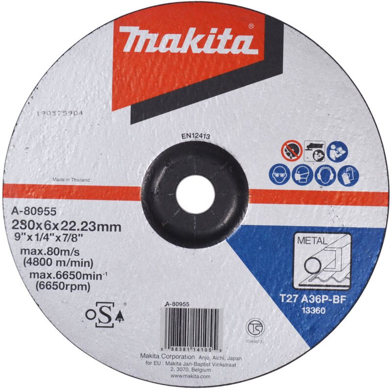 Schruppschleifscheibe Metall 230x6x22,23 mm A36P Makita A-80955